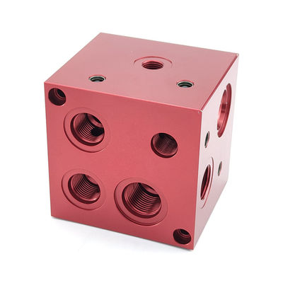 RoHs Red Powder Coated Slide Blocks Hydraulic Cylinder Block Manifold Blocks Customized