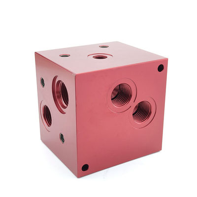 RoHs Red Powder Coated Slide Blocks Hydraulic Cylinder Block Manifold Blocks Customized